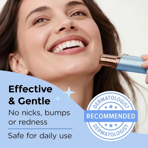 Vista 3 de Kradaa Depilación facial para mujeres: maquinilla de afeitar facial eléctrica con luz LED, mini afeitadora sin dolor y resultados instantáneos