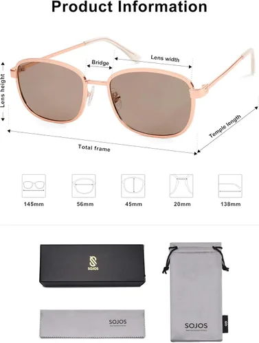 Vista 5 de SOJOS Retro Rectangle Polarized Sunglasses Women Men Vintage 90s Style Rectangular Frame Womens Mens Sun Glasses SJ1225