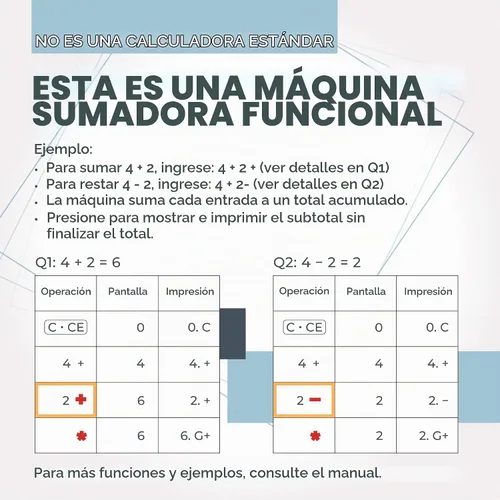 Vista 4 de CATIGA Calculadora de impresión con cinta de impresión - Máquina de adición de 10 teclas con rollo de papel, calculadora eléctrica de escritorio