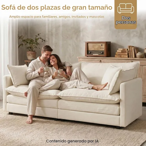 Vista 3 de GNIXUU Sofá de dos plazas blanco beige de 76 pulgadas, sofá de dos plazas