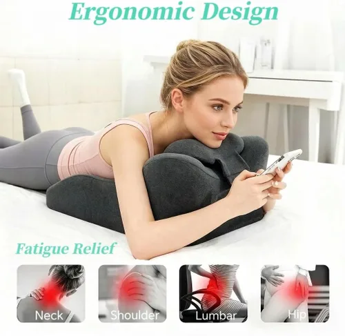 Vista 3 de Almohada multifuncional con respaldo ergonómico de cuña con amplias aplicaciones, cojín de espuma viscoelástica para dormir y leer, almohada Gris