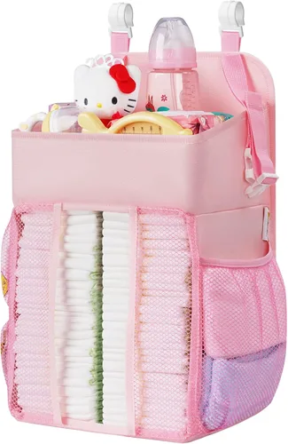 Vista 5 de Maliton Organizador de Pañales Colgante - Caddy para Mesa de Cambio, Cuna, Pack n' Play - Apilador Contiene 52+ Pañales - Organizador de Guardería