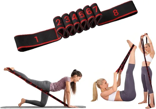 Vista 9 de Bandas de resistencia de fitness para estiramiento y yoga, banda de resistencia elástica numérica con marcas, banda de resistencia numerada bandas
