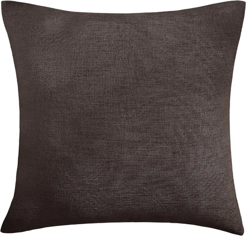 Vista 32 de Deconovo Almohada decorativa de lino sintético para el hogar, hecha a mano, a cuadros, para sofá, 18 x 18 pulgadas, gris oscuro y blanco