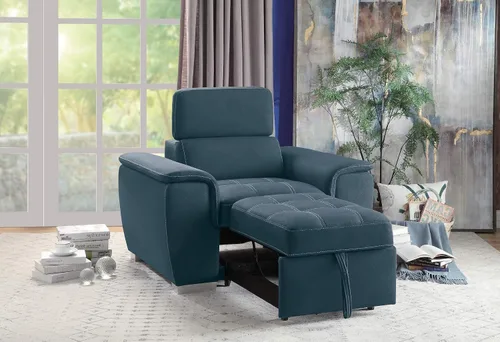 Vista 9 de Homelegance Ferriday - Tumbona convertible de 45 pulgadas, color azul