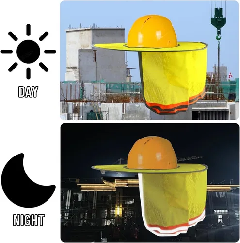 Vista 6 de WMYCONGCONG Protector solar de ala completa, visera de malla para el cuello, con tira reflectante para construcción al aire libre, accesorios