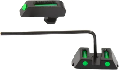 Vista 6 de Miras de fibra óptica sin tritio para Glock 17, 17L, 19, 22, 23, 24, 26, 27, 33, 34, 35, 38 y 39, contorno fotoluminiscente verde para exteriores