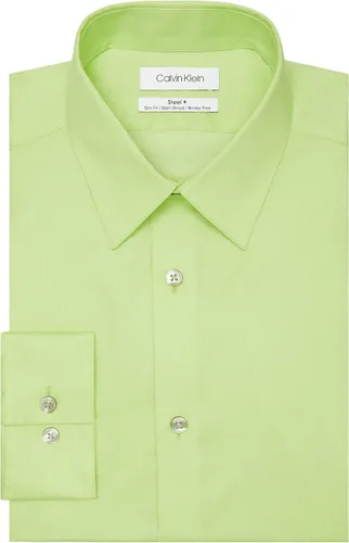 Vista 3 de Calvin Klein Camisa de vestir para hombre Slim Fit Herringbone Stretch gris topo