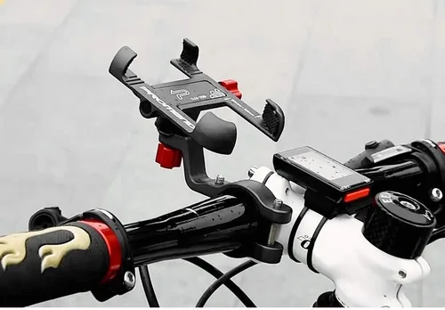 Vista 2 de Soporte para teléfono móvil para bicicleta, giratorio de 360°, ajustable, para manillares de bicicleta, soporte para teléfono celular