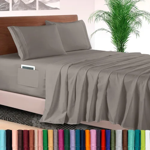 Vista 68 de Elegant Comfort - Juego de sábanas de lujo de 4 piezas - Ropa de cama de lujo de 1500 hilos, calidad de hotel prémium, microfibra, resistente a