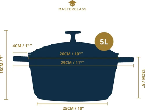 Vista 3 de MasterClass - Cazuela de aluminio fundido para crema, 11.0 in, 5 litros, caja de regalo
