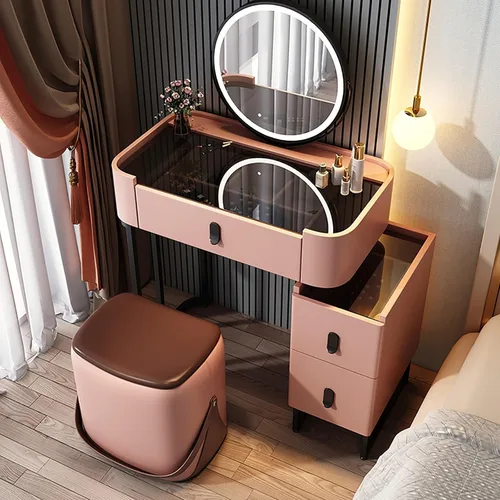 Vista 25 de Vanity Desk with Mirror and Drawers, White Vanity with Mirror, Wooden Makeup Desk for Bedroom Dressing Room, with Adjustable Brightness Mirror,Dark