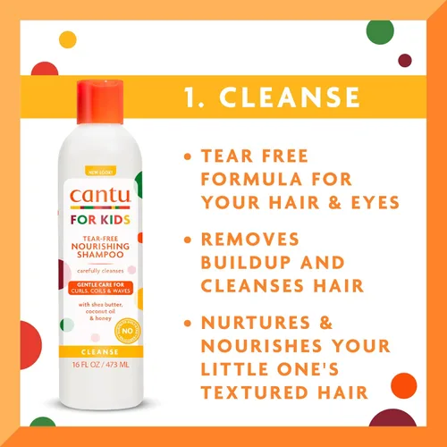 Vista 3 de Cantu Care for Kids - Juego de régimen de cuidado del cabello con champú de gran tamaño + acondicionador + desenredante + acondicionador sin