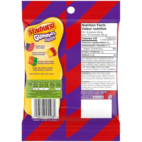 Vista 5 de Starburst Duos Gummies - Caramelos con sabor a fruta, bolsa, 5.78 oz/5.8 onzas, (importados de Canadá)