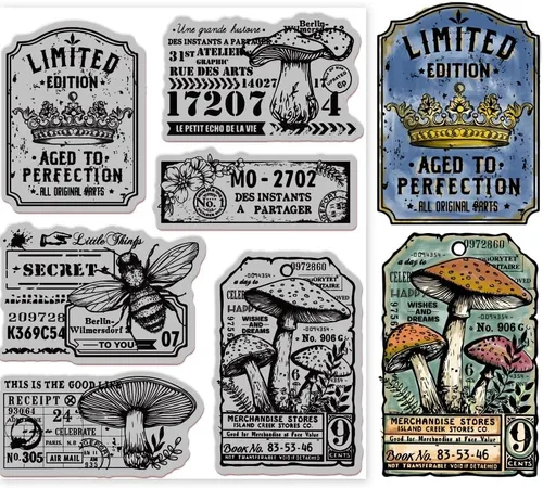Vista 10 de GLOBLELAND Diario de arte con fondo de goma, sello de soporte de arte, sellos de guión para hacer tarjetas y álbumes de fotos, decoración y álbum