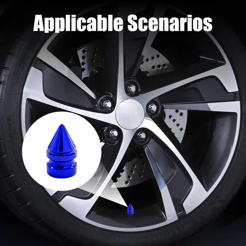 Vista 6 de Ziciner 4 piezas de tapas para válvulas de neumáticos de automóvil, accesorios de aleación de aluminio con espigas para neumáticos, cubiertas