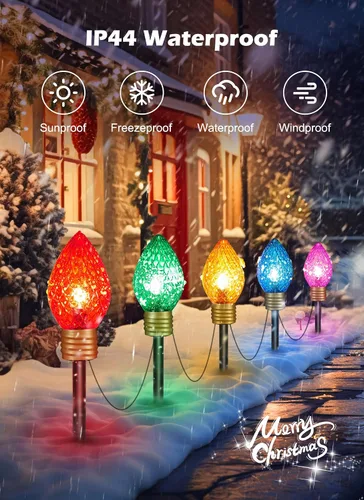 Vista 6 de Strawberry Jumbo C9 Luces de Camino de Navidad para Exteriores - 8.5 Pies 5 Luces LED C9 de Navidad, Luces C7 Cubiertas Jumbo Multicolor Luces