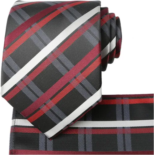 Vista 35 de KissTies Mens Checkered Tie Set Solid Color Festive Necktie + Pocket Square