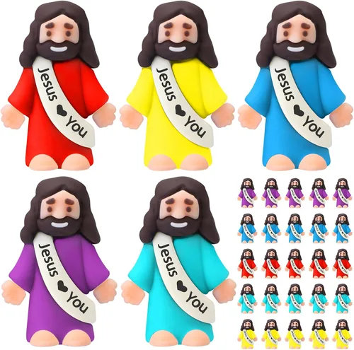 Vista 16 de Bememo 25 figuras de Jesús pequeñas figuras de Jesús, color blanco
