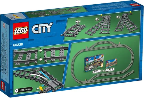 Vista 4 de LEGO City Trains Switch Tracks 60238 - Juego de juguetes de construcción para niños, niños y niñas a partir de 5 años (8 piezas) (paquete de 2)