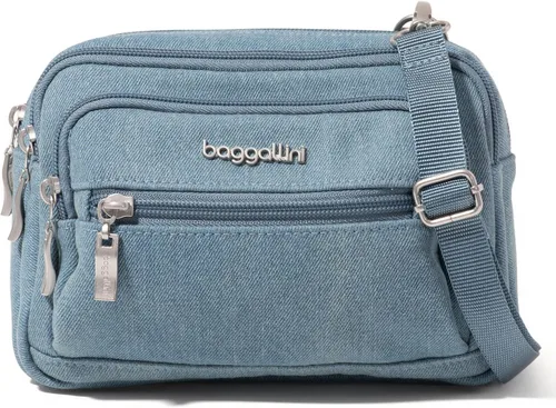 Vista 29 de Baggallini Bolsa cruzada pequeña con triple cremallera para mujer, 8 x 6 pulgadas, ligera, convertible