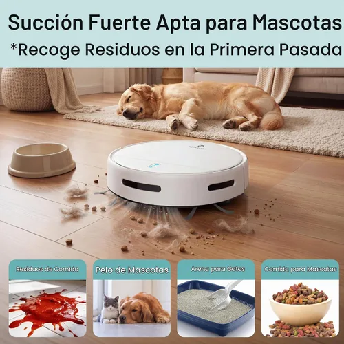 Vista 3 de SereneLife Robot aspirador automático y trapeador, control de aplicación, 3 modos de limpieza, sensores inteligentes anticaídas, carga automática