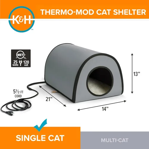Vista 2 de K&H Manufacturing refugio termo para gatos, Gris