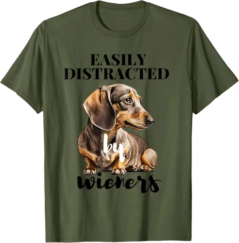 Vista 34 de Easy Distracted By Wieners Dachshund - Camiseta divertida para perro Weiner, Azul