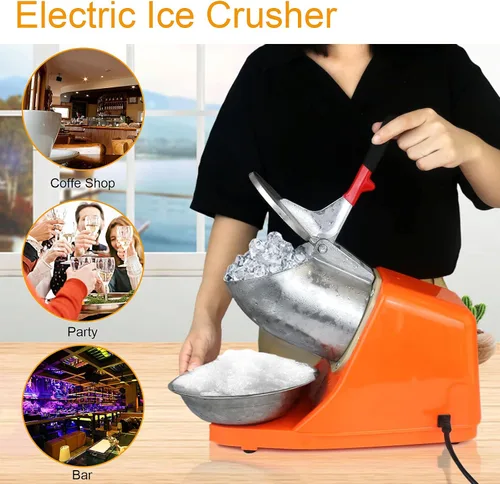 Vista 2 de Trituradora de hielo eléctrica con cuchillas dobles, máquina de afeitar de hielo eléctrica de 300 W (176 libras/176.4 lbs por hora, 2200 rpm)