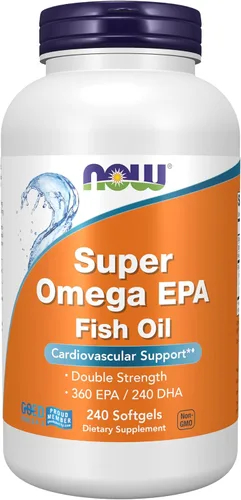 Vista 8 de Suplementos NOW Super Omega EPA, 360 EPA / 240 DHA, destilado molecularmente y 120 cápsulas blandas