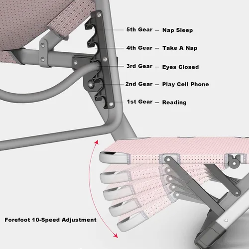 Vista 2 de 52cm Wide Reclining Chair Patio Adjustable Lounge Chair with Massage Armrest & Cotton Pad - Ferroalloy,Grape Purple