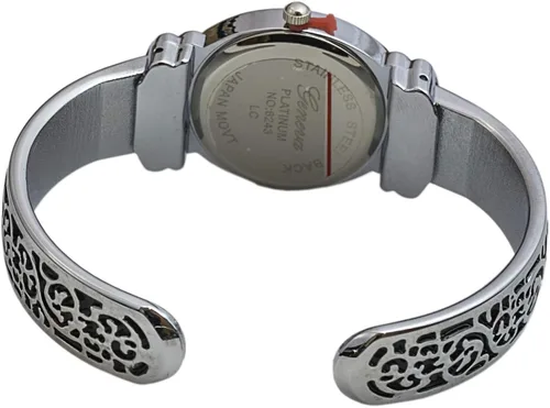 Vista 3 de Ginebra W9132 - Reloj de pulsera con bisagras para mujer, diseño oxidado, esfera blanca, Blanco, Moderno