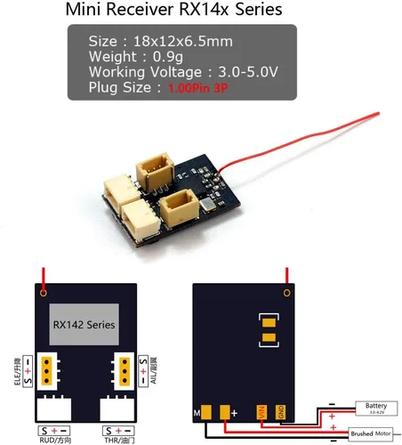 Vista 5 de 2.4G 4CH/5CH/6CH/7CH Mini receptor DSM2 DSMX de bajo voltaje incorporado cepillado/sin escobillas ESC regulador (RX 144)