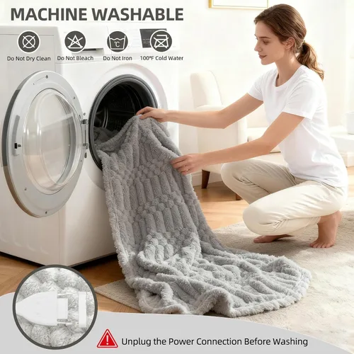 Vista 7 de Eastsora Manta térmica de franela de 50 x 60 pulgadas, manta de calefacción eléctrica con ETL y FCC, 12 niveles de calefacción y apagado automático