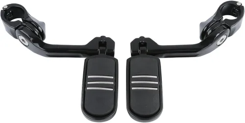Vista 26 de TCT-MOTORPARTS Estriberas de pie de carretera de montaje largo para Harley Electra Glide, todo con protectores de motor de 1-1/4 pulgadas 1.25 Negro