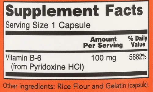 Vista 3 de NOW FOODS B6 100mg cápsulas, 100 CT