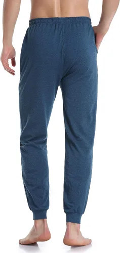 Vista 4 de COLORFULLEAF Pantalones deportivos para hombre, pantalones de pijama de algodón, ligeros, casuales, suaves, pantalones de descanso, pantalones