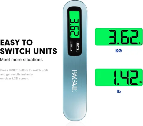 Vista 3 de BAGAIL Báscula digital de equipaje, báscula de equipaje colgante de 110 libras con pantalla LCD retroiluminada, báscula de pesaje portátil