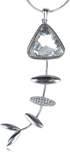 Vista 8 de Alilang Collar con colgante de esqueleto de hueso de pescado grande con diamantes de imitación transparentes de tono plateado para mujer Dorado
