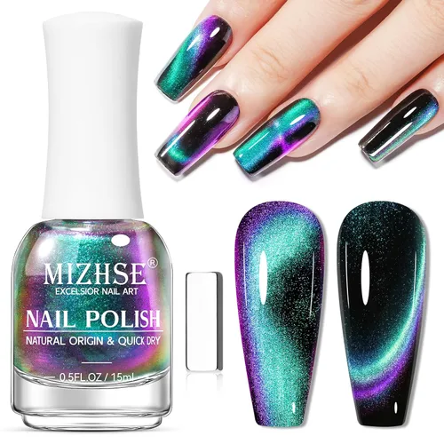Vista 12 de MIZHSE Esmalte de uñas 9D de secado rápido, esmalte de uñas magnético azul-violeta