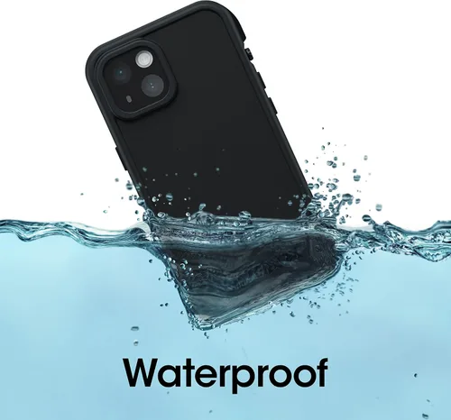 Vista 3 de OtterBox FRē Series - Funda impermeable con MagSafe (diseñada por LifeProof) para iPhone 14 Plus, color negro