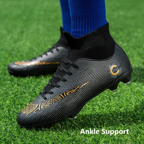 Vista 4 de Zapatos de fútbol para hombre, tacos de fútbol altos, con cordones, antideslizantes, pinchos AGFG, deportivos, fútbol sala, rugby, béisbol