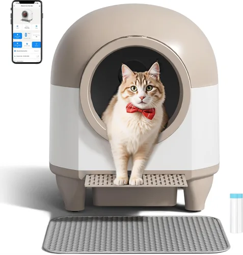 Vista 9 de WARCAT - Caja de arena autolimpiante automática, 90 L, caja de arena automática para gatos para múltiples gatos, controlada por aplicación con Gris