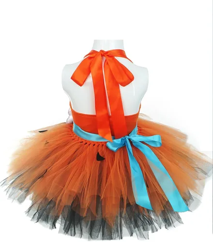 Vista 6 de Vestido de disfraz de Halloween para niñas, tutú de tul de princesa, vestido de cosplay para fiesta de cumpleaños con diadema