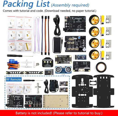 Vista 2 de Freenove Kit de coche 4WD con control remoto (compatible con Arduino IDE), seguimiento de línea, evitación de obstáculos, aplicación de control