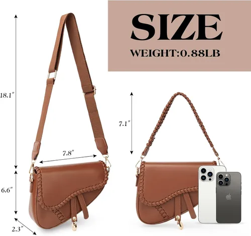 Vista 2 de JBB Bolso de hombro para mujer, bolso de mano, bolso cruzado pequeño, bolso de mano, bolso de mano de piel sintética