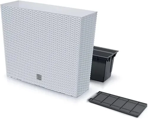 Vista 2 de Prosperplast Maceta para caja de tiempo Balcón, Dimensiones (mm) 580x180x498, Blanco, Plástico Ratán