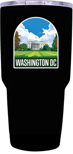 Vista 30 de Washington, D.C. Souvenir - Vaso aislado de acero inoxidable, 24 onzas, color negro, A