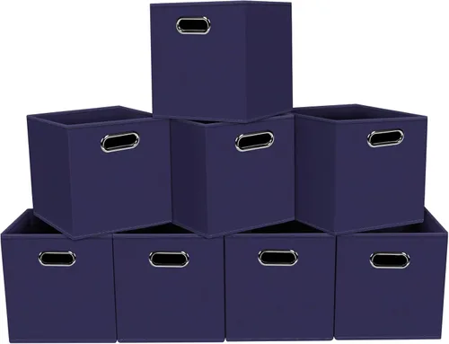 Vista 45 de Yunkeeeper - Contenedores de almacenamiento, cubos organizadores de tela con asa, cubos plegables para almacenamiento de tela o accesorios, 11 x 11