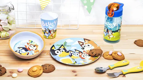 Vista 8 de Zak Designs Bluey - Juego de cubiertos para niños con divertido arte de personajes en ambos utensilios, tenedor antideslizante y cuchara es perfecto